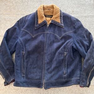 Harley Davidson AMF, VINTAGE Suede Jacket, Sherpa Lined, 1970s era